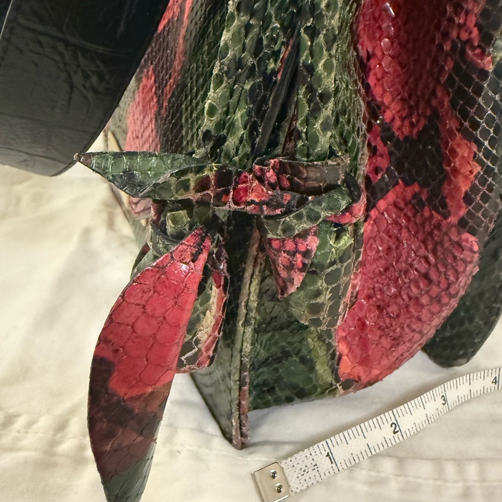 Brahmin Red and Green Snake Print leather Shoulder Bag - Picture 9 of 11